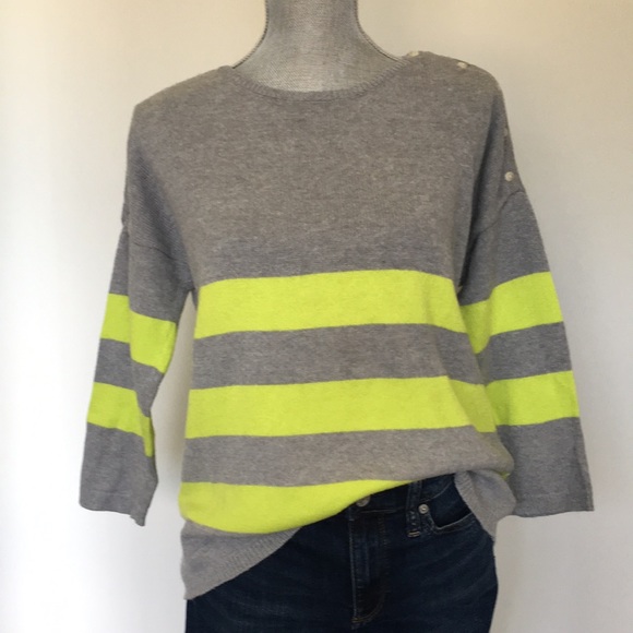GAP Citron Colorblock Stripe Cotton Cashmere Blend Sweater, size Medium Tall ❤️ - Picture 3 of 13